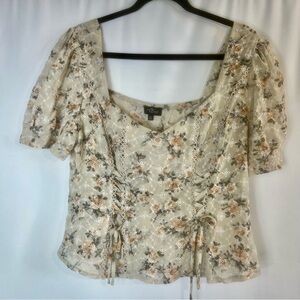 Milk and Honey blouse floral corset with lace-up detailing on the front Size: XL